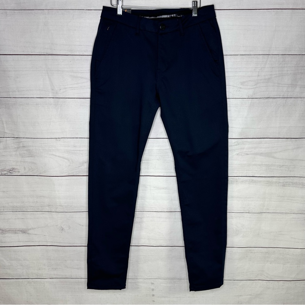 NWT DU/ER Duer Mens Smart Stretch Slim Trouser Navy Size 30x32